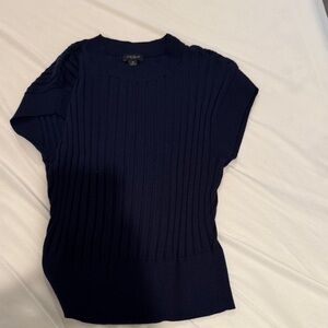 Ann Taylor Dark Blue Short Sleeve Knit Top